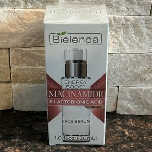 Bielenda Niacinamide Face Serum Energy Boost Lactobionic Acid Night 1 fl‎ oz NEW